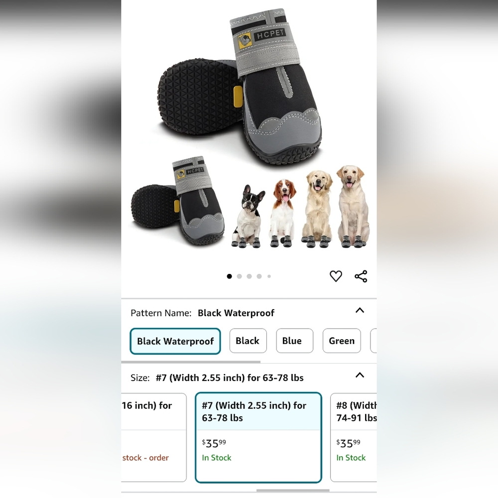 HCPET Black Waterproof Dog Boots